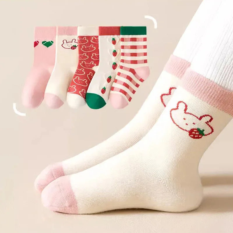 5 Pairs Autumn Fashion Boys Sock for Kids Cute Baby Girl Happy Funny Boat Long Socks White Spring Children's Clothes