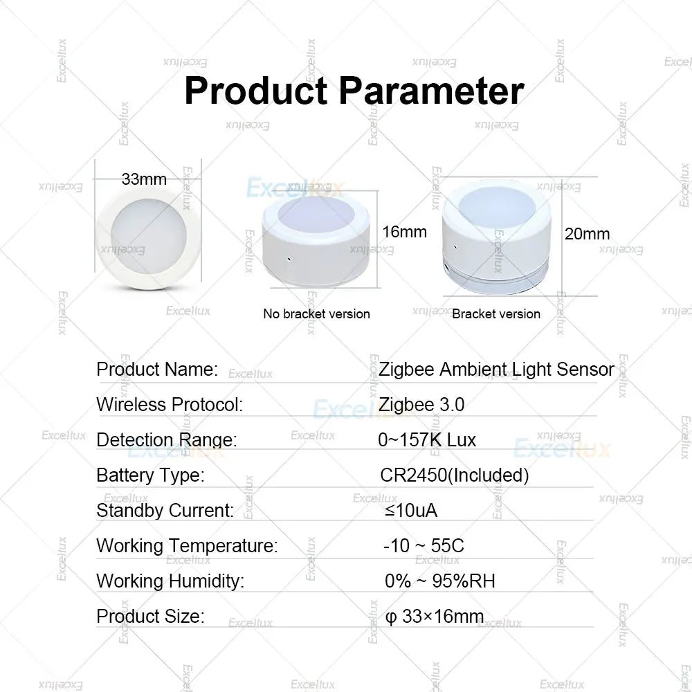 Smart Zigbee Light Sensor Illuminance Brightness Detector Real-Time Lux Monitoring Smart Home Automation For Tuya Smart Life Z2M