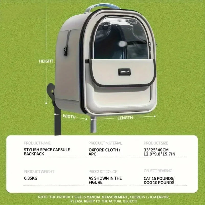 Pet Backpack for Cats And Dogs Large Outdoor Transparent Capsule Breathable Carrying Bag Pet Supplies