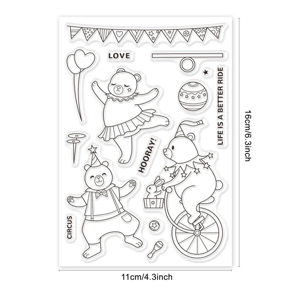 Animal Postman Silicone Clear Stamps Fox Hamster Rabbit Cat Transparent Stamps for Birthday Valentine's Day Cards Making DIY