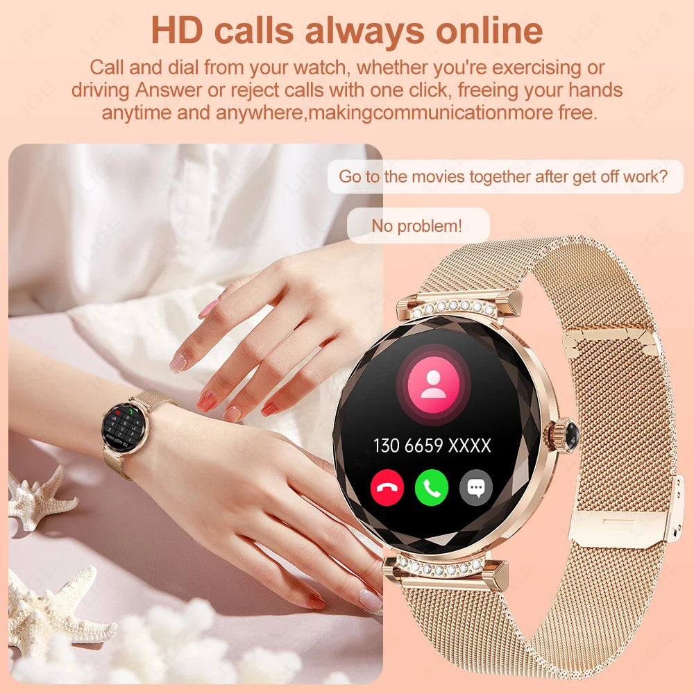 LIGE Fashion Ladies Smart Watch NX7 Pro AMOLED Screen Health Monitoring BT Call Female Women Sport Fitness Tracker Smartwatch