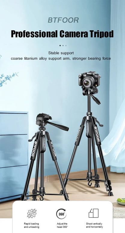 Phone Travel Self Tripod  Aluminum Tall 55” 140CM Stand With Quick Plates Mount Pan Head For Canon Nikon DSLR SLR Digital Camera