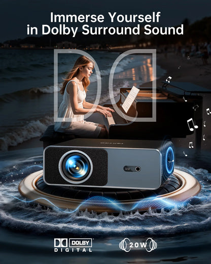 TOPTRO A1 4K Projector Official Netflix 1000ANSI Native 1080P Auto Focus & Keystone 38000 lumens BT5.2 WIFI6 Smart Home Theater