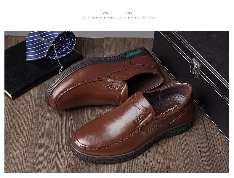Men's PU Leather Shoes Formal Dress Loafers Large Size Casual Soft Mens Business Comfortable Non-slip Driving Shoes