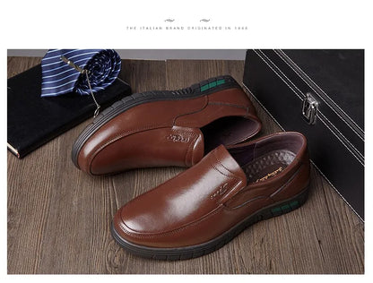 Men's PU Leather Shoes Formal Dress Loafers Large Size Casual Soft Mens Business Comfortable Non-slip Driving Shoes