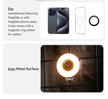 Ulanzi LM19 Bi-color MagSafe Light Phone Stand for iPhone 15 14 13 12 Mini Pro Pro Max for Vlog Live-streaming Photography