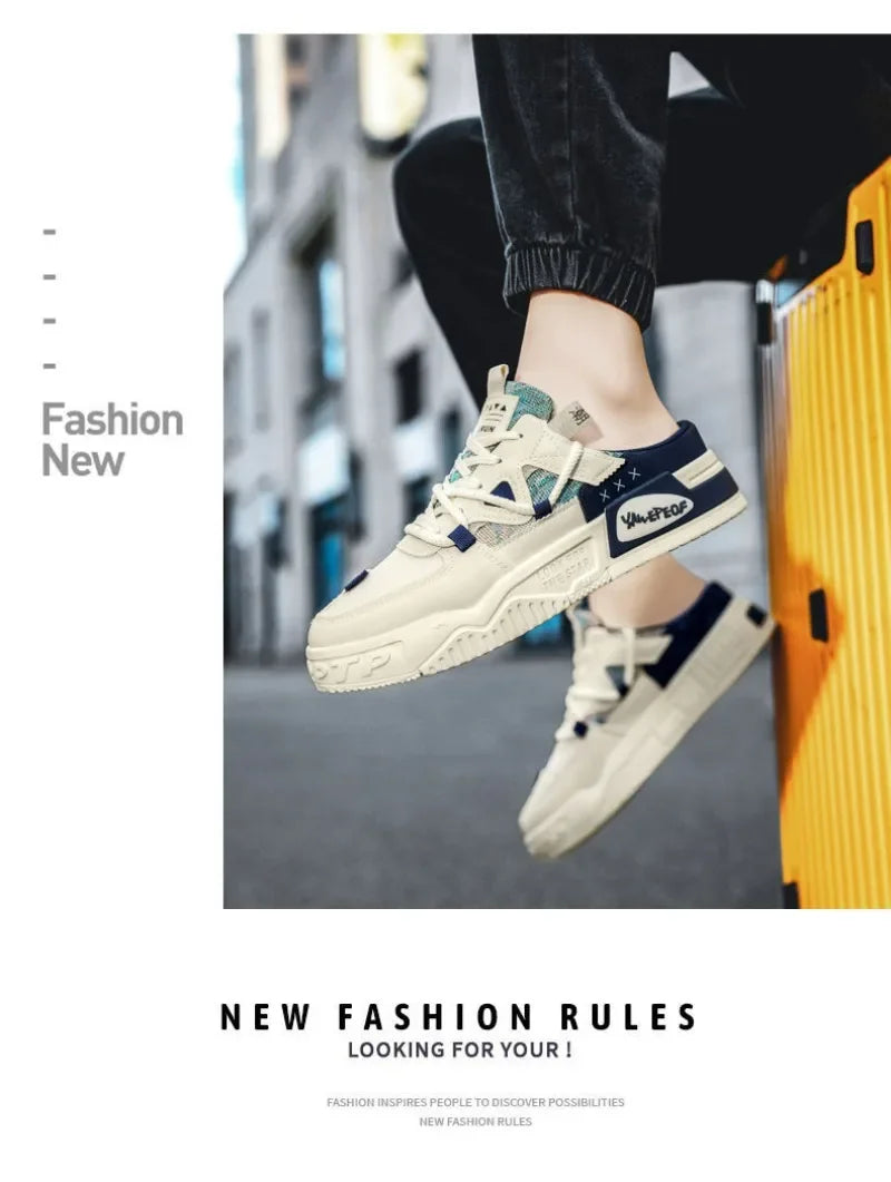 Slipper Mens Shoes Summer Thick Sole Breathable Comfortable Half Slippers Outdoor Youth Skateboard Shoes Casual Sneakers for Men