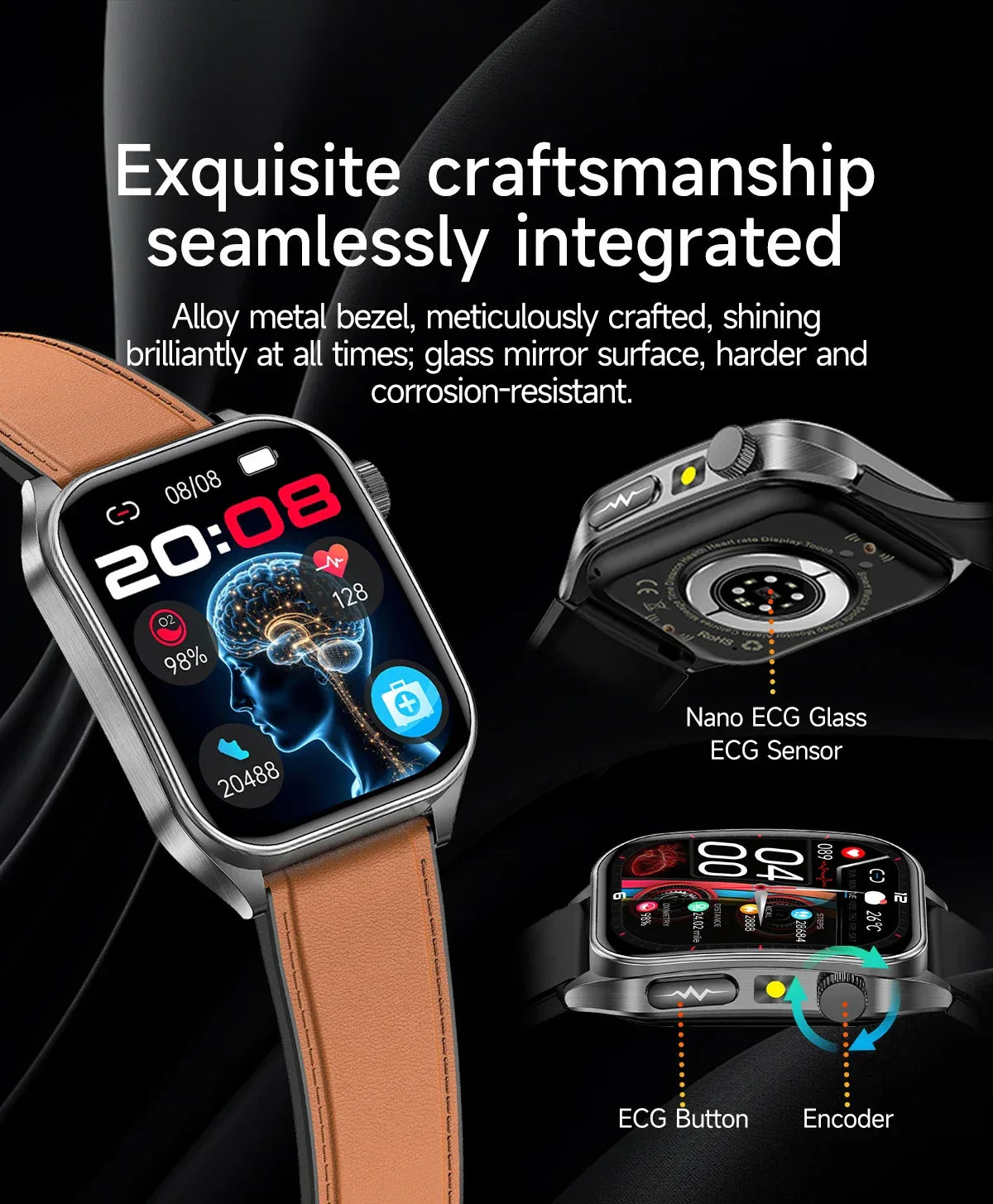 LIGE New Accurate ECG+PPG Smart Watch Laser Therapy Blood Lipid Uric Acid BP Heart Health Analysis BT Call Smartwatch Men Women