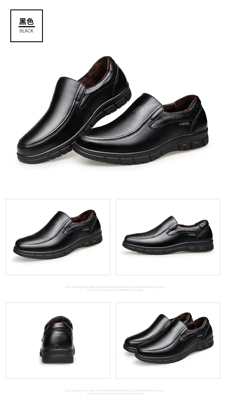 2026 Men's Shoes Genuine Leather Business Dress Leisure Middle-Aged and Elderly Dad's Shoes, Men's Leather Shoes 48 Size Summer