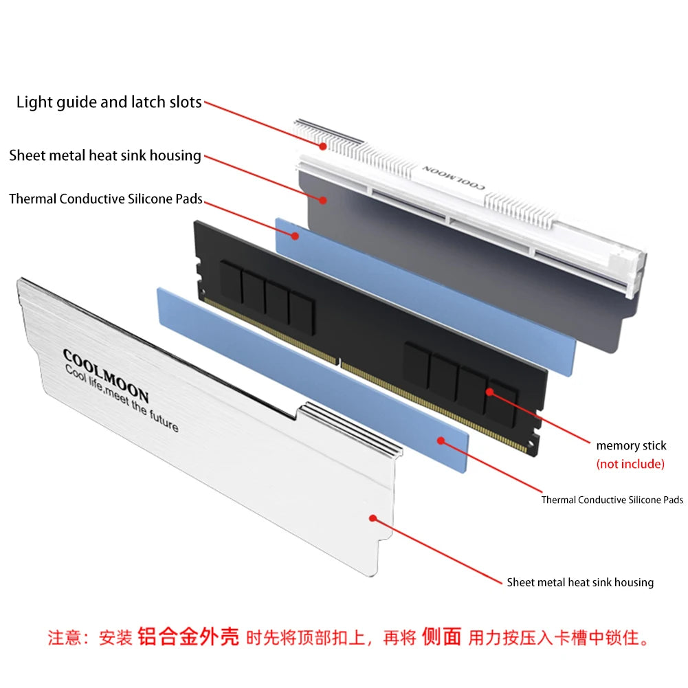 1-4PCS RAM Heatsink Radiator 5V 3PIN ARGB PC Memory Cooling Vest Addressable Heat Sink Cooler for DDR3 DDR4 DDR5 Desktop PC Ram