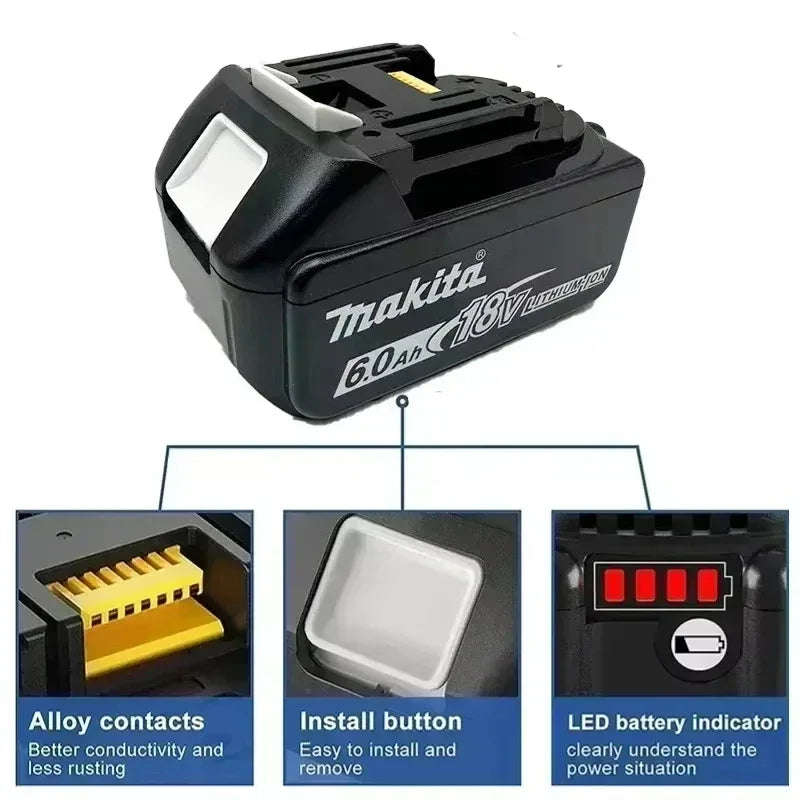 100% Original Makita 18V Battery 18V 6Ah Replacement Battery for Makita BL1860B BL1850 BL1840 BL1830 Li-ion Power Tool Battery