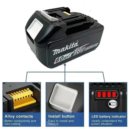 100% Original Makita 18V Battery 18V 6Ah Replacement Battery for Makita BL1860B BL1850 BL1840 BL1830 Li-ion Power Tool Battery