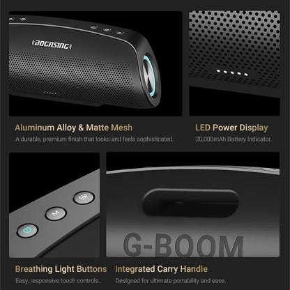 BOGASING G7 Pro Powerful Bluetooth Speaker, 120W Loud Stereo Sound Party Speaker, 20H Playtime, 2-Way Audio, RGB Breathing Light