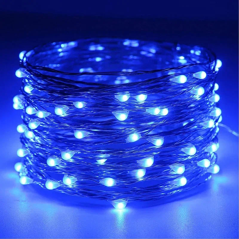 100/2M Outdoor LED String Lights Garland Waterproof Fairy Light Christmas Wedding Party Holiday Gardening Decoration USB/Battery