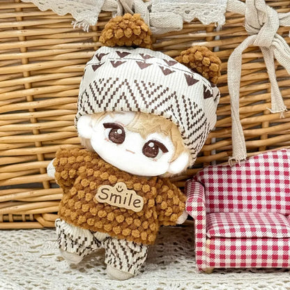10cm Cotton Doll Clothes Prince Set Autumn Winter Style Starfish Body Wearable Plush Doll Change Retro Skirt Overalls Set