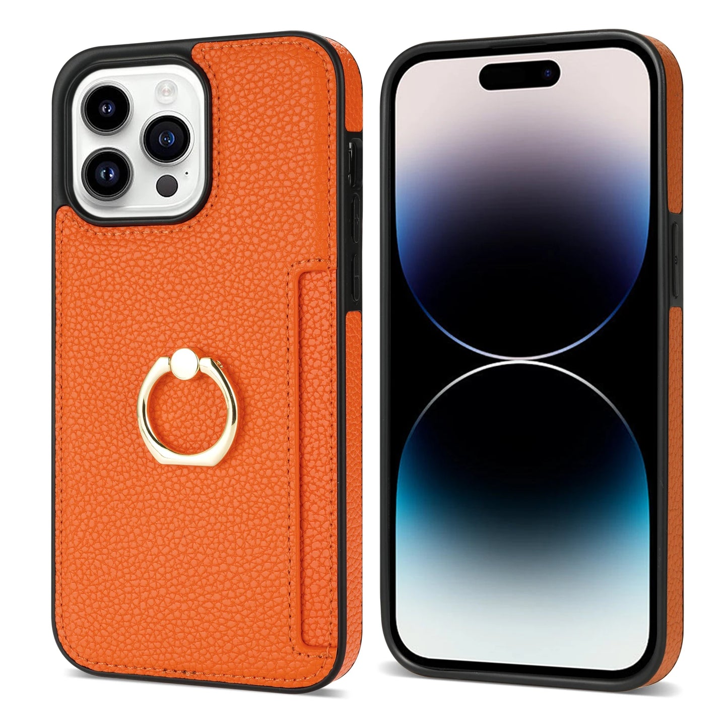 Leather Wallet Phone Case for iPhone Air 17 16 15 14 13 12 11 Pro Max XS XR X 7 8 Plus Ring Holder Card Solt Litchi Stand Cover