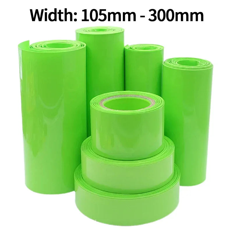 1/8/15M PVC Heat Shrink Tube 18650 Lipo Battery Pack 105mm ~ 300mm Insulated Protection Film Wrap Case Cable Sleeve Fruit Green