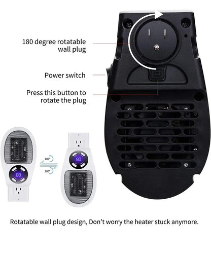 Portable Heater Electric Heater Plug in Wall Room Heater Home Appliance Heating Stove Mini Radiator Remote Hand Warmer Machine