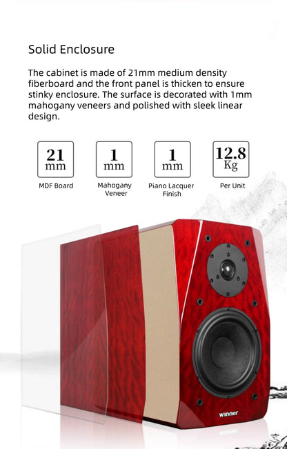 Winner TD-9 Passive Bookshelf Speakers with Wooden Cabinet, 2.0 Hi-Fi Audiophile Stereo System for Home Audio