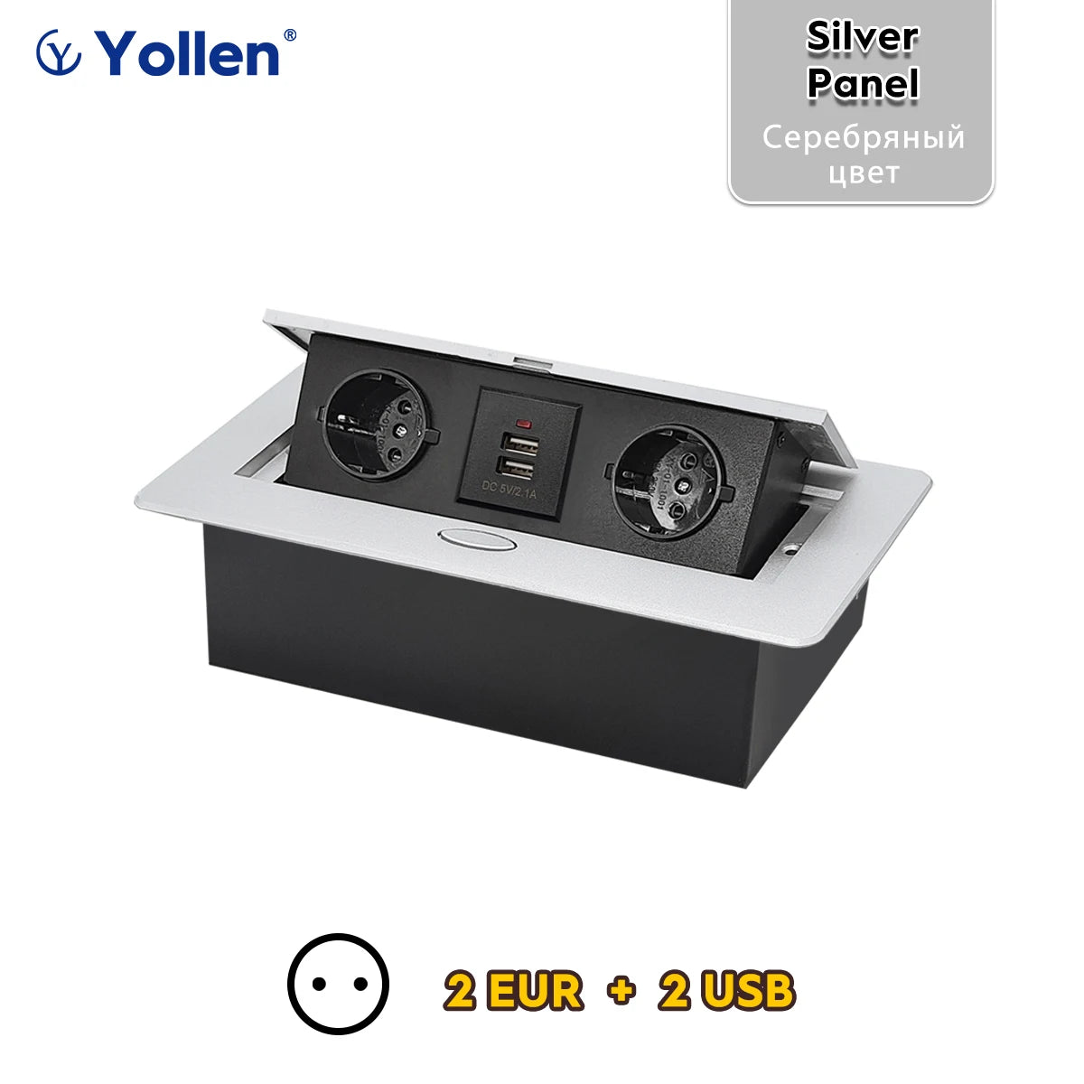 White/Black/Silver/Gold(Бронза Bинтажна) Metal Panel EUR Version RU Table Socket 2/3 Outlet USB Office Kitchen Cabinet Install