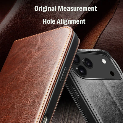 QIALINO Genuine Leather Flip Case for iPhone 17 Bracket Handmade Business Cover with Card Slots for iPhone 17 Pro Max/17 Air