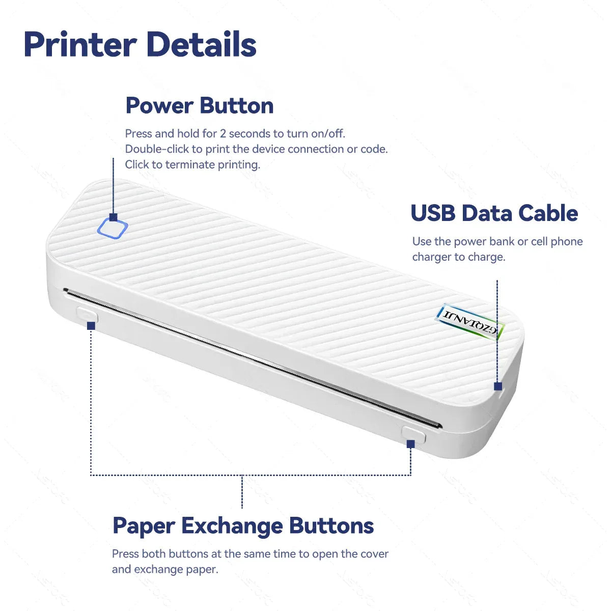 Wireless Mini A4 Thermal Printer Inkless Portable Bluetooth Mobile Phone Photo Document Printer For Office/Work/Home Use