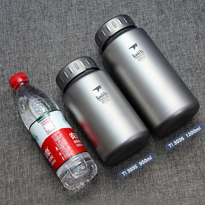 Keith Titanium Sports Bottle 0.9L/1.2L Large Capacity Kettle Outdoor Camping Drinkware Wide Mouth Non-threaded Water Bottle