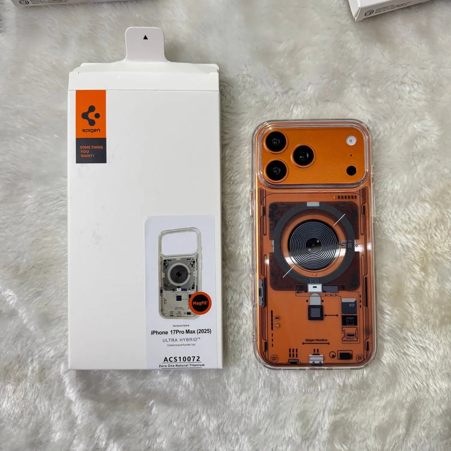 Original Spigen technology case for iPhone 17 Pro Max, magnetic phone case, transparent acrylic 17 Pro protective cover