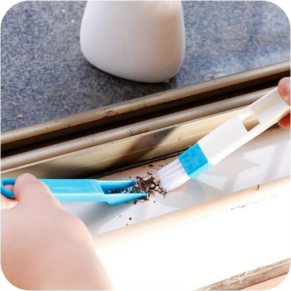 Portable Two-in-one Cleaning Brush Multifunctional Door and window Keyboard Groove Cleaner Dust Shovel Window Rail Cleaning Tool
