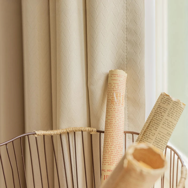 French Cream Style Bay Window Drape Bedroom Thick Full Blackout Curtain Hotel Soundproof Drapes Large Area Living Room Curtains