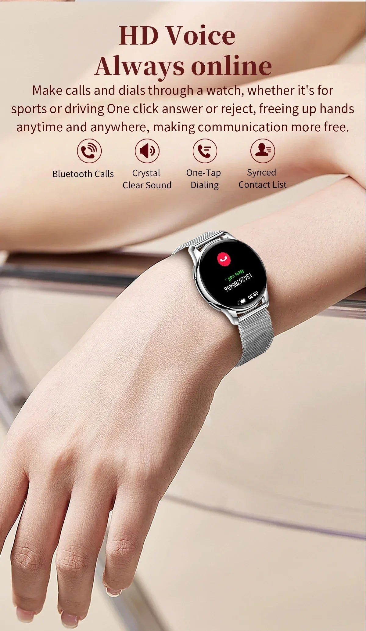 New Original Ultra Thin Women SmartWatch 1.32"AMOLED Display HD 466*466 Always Show Time Call Reminder for Women Smartwatch gift