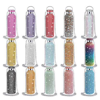 350/500/750/1000ml Luxury Rhinestone Thermos Bottle 2pcs Chain Portable Water Bottle Double Wall Stainless Steel Thermal Flask