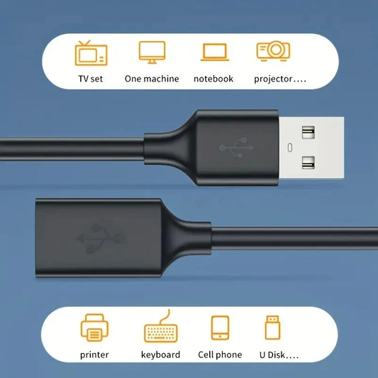 0.5/1/2/3/5 M USB Extension Cable Data Cord For Laptop TV SSD Male to Female Computer Camera Printer Connector
