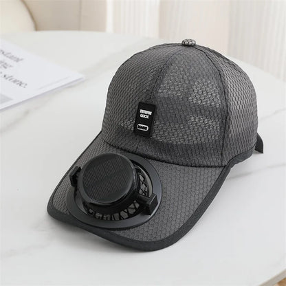 Summer Usb Solar Fan Baseball Cap for Men Women Mesh Adjustable Breathable Unisex Caps Quick Dry Running Hat Cap Outdoor Sports