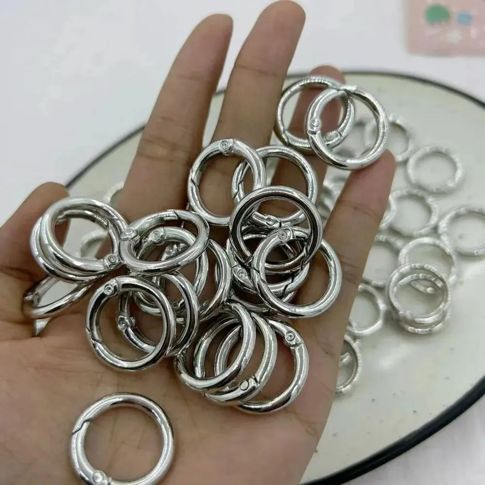 10/50pcs Metal O Ring Spring Clasps for DIY Jewelry Openable Round Carabiner Keychain Bag Clips Hook Dog Chain Buckles Connector