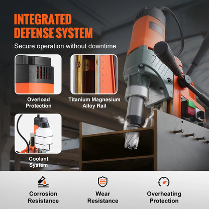 SucceBuy 1450W Magnetic Drill 2"Boring Diameter 12500/12800N Portable Electric Mag Drill Press 800 RPM Magnetic Drilling Machine