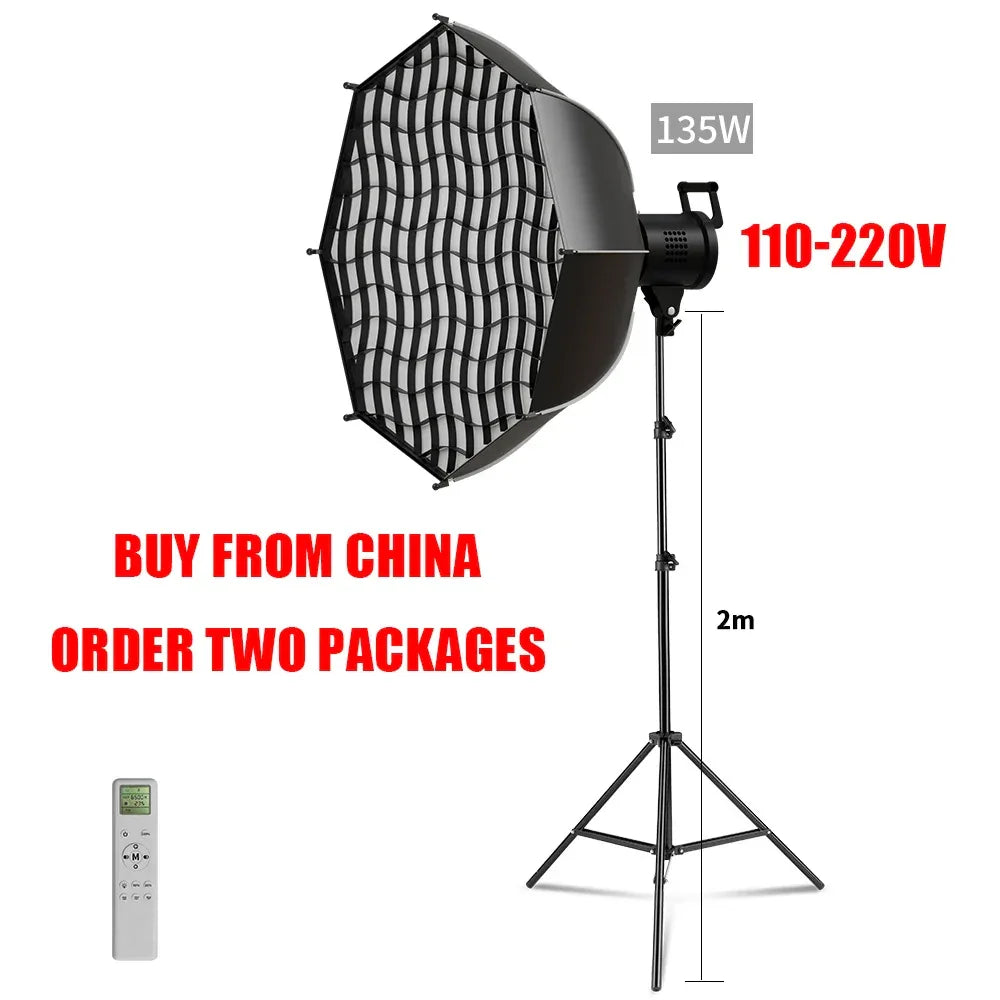 135W Photography LED Video Light  Daylight-Balanced Sun Lamp for Portrait Flash Studio Accessories Youtube Live