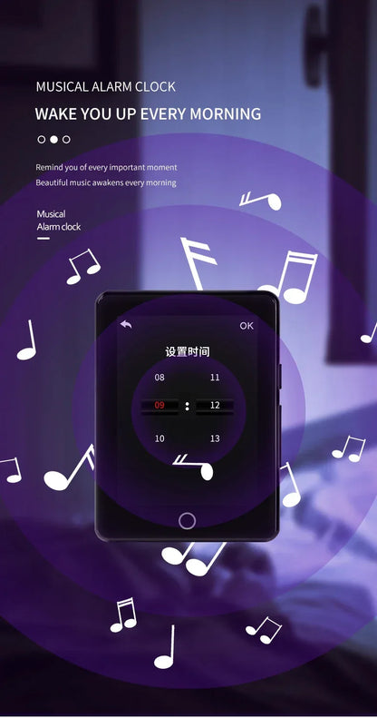 Metal Full Screen 3.0-inch MP3 Music Player Bluetooth 5.0 External Play Mini Portable Walkman/FM/eBook/Recorder MP4 Touch Screen