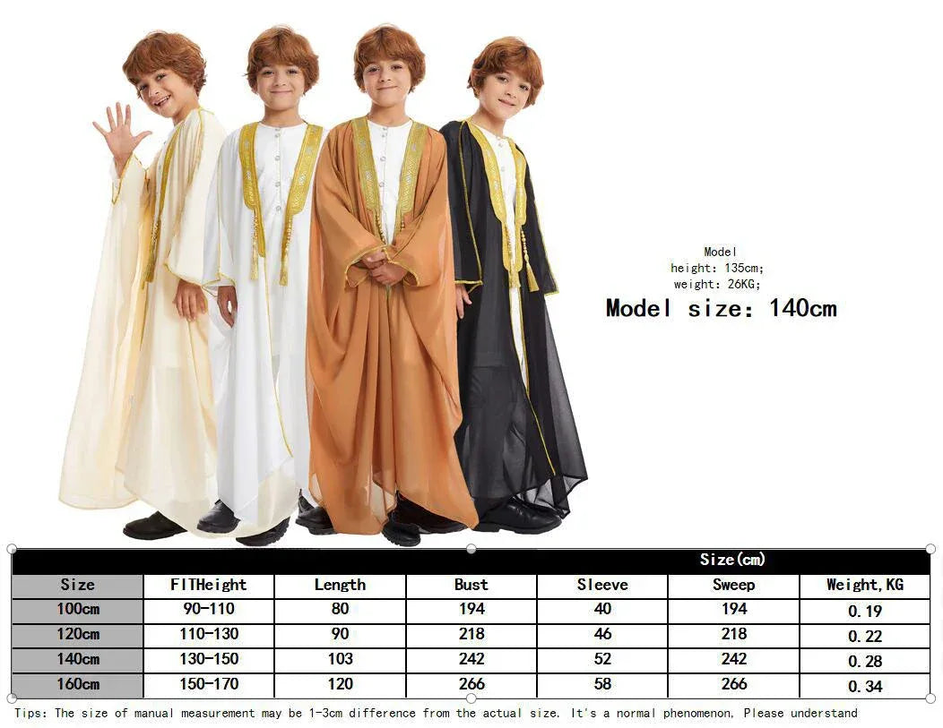 Muslim Saudi Arabian Boy Abaya Children Praying Islamic Clothing Kimono Middle Eastern Teen Dress Dubai New Fashion Classic