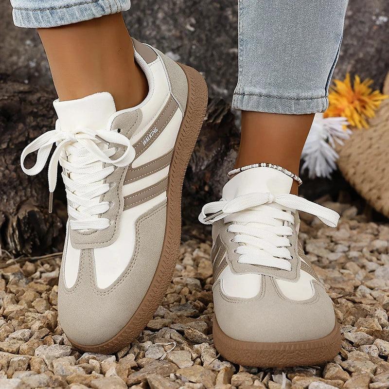 White Platform German Training Shoes Women 2026 Spring Non Slip Thick Sole Casual Sneakers Woman Lace Up Sport Shoes Flats Mujer
