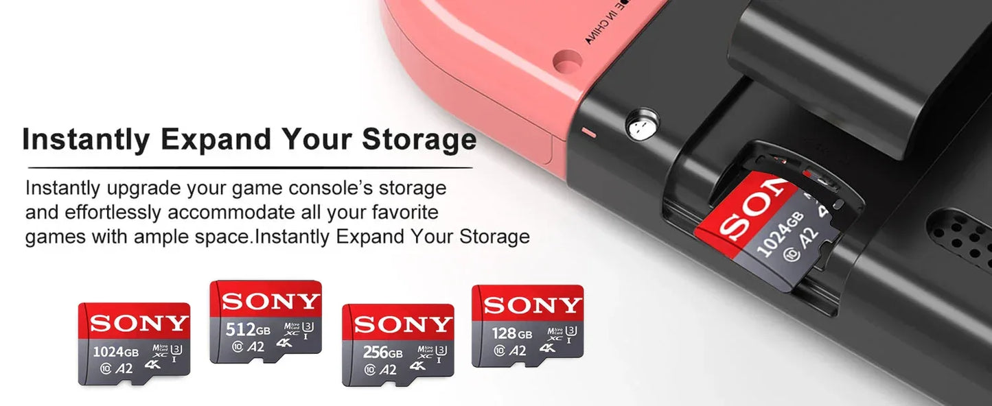 SONY SD Memory Card Extreme Micro Mini SD Card 1TB 512GB128GB 256GB 32GB 64GB U3 A2 TF Flash Cards for Xiaomi Phone Camera PC
