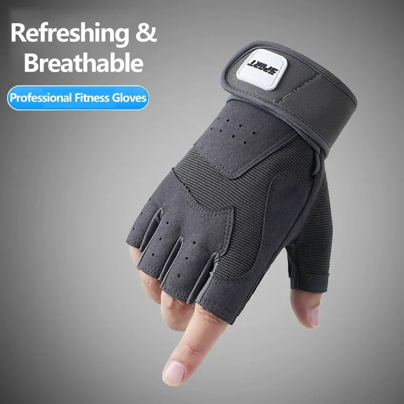 Half Finger Bodybuilding Gym Gloves Weightlifting Dumbbell Training Anti-Slip Fitness Gloves Crossfit Workout Exercise Men Women