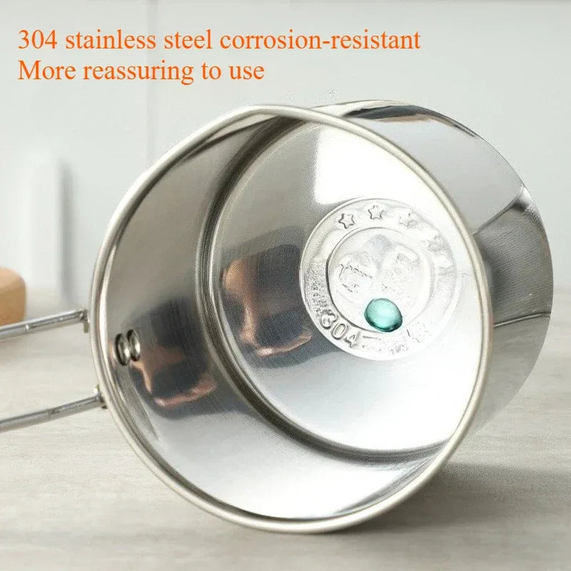 Stainless Steel Deep Fryer with Basket Multi-Purpose for Home/Commercial Tempura Chicken Frying Anti-Slip Base Cool Handle wok