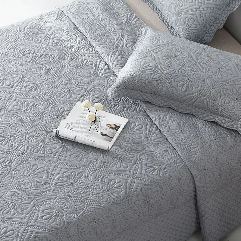 Double-sided Embroidered Cotton Quilted Bedspread, Padded Summer Blanket, Throw Coverlet, Home Coverlet, Bed Cover, Colcha