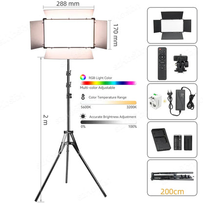 RGB Photography Video LED Fill Light Panel Photo Studio Lamp Kit For Video Recording Shoot Youtube Tiktok Live Streaming Lamp