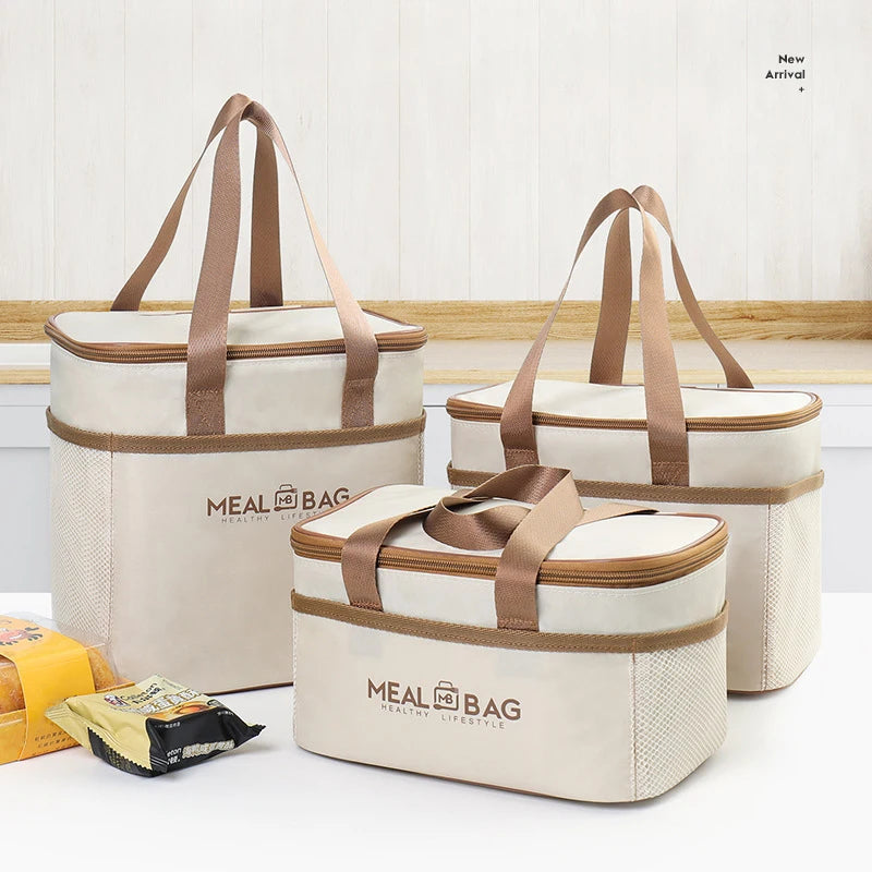 Portable lunch bag food insulated box Waterproof shoulder strap insulated box, hand-held lunch box bag, fresh aluminumA-DH