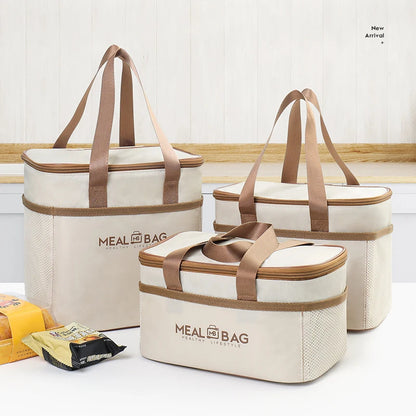 Portable lunch bag food insulated box Waterproof shoulder strap insulated box, hand-held lunch box bag, fresh aluminumA-DH