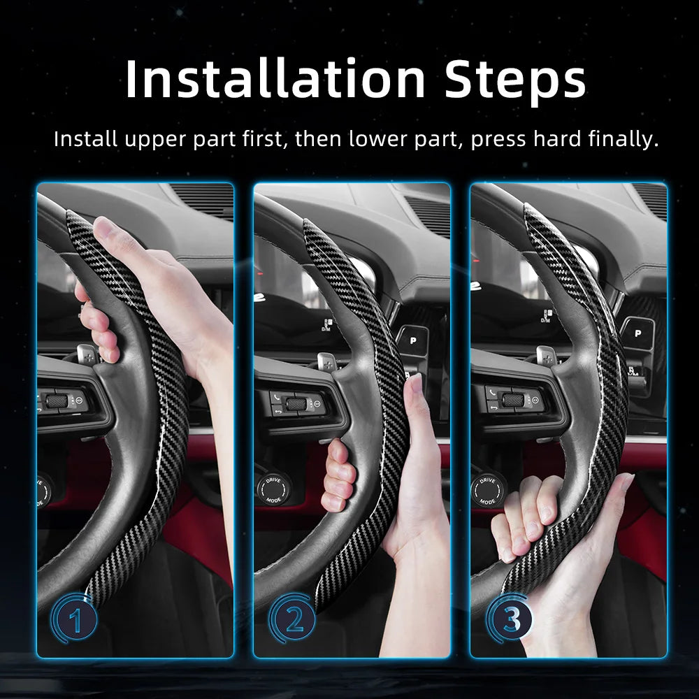 Suitable for Seat Carbon Fiber Texture Steering Wheel Cover with Segmented Quick-Release Design, Durable, for Models Such as Ibiza, Arona, Leon, Leon Sportstourer, Ateca, Etc., in Black, Blue, Red, Silver, and White by PDG ibma