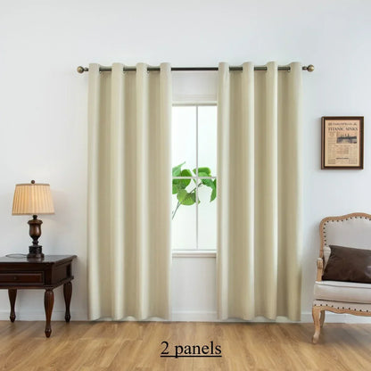 2pcs Solid 100% Blackout Curtain - Curtains for Bedroom and Living Room - UV Protection, Easy Sliding, and Stylish Design