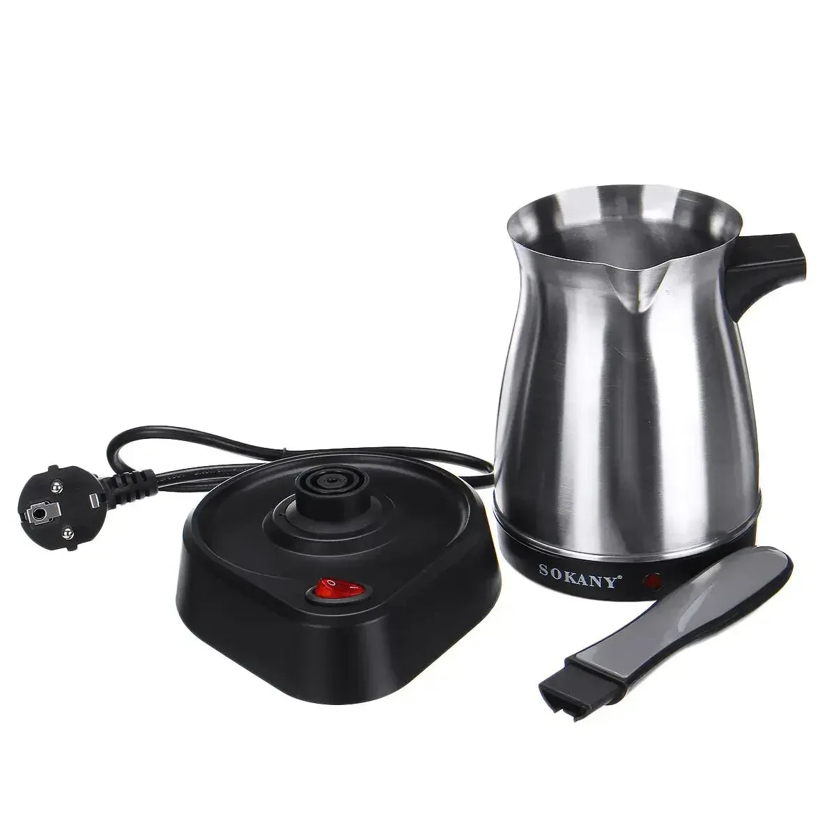 220V 500ml Electric Coffee Pot Portable Espresso Machine, Stainless SteelSeparated Italian Mocha Pot, Greek Turkish Coffee Maker